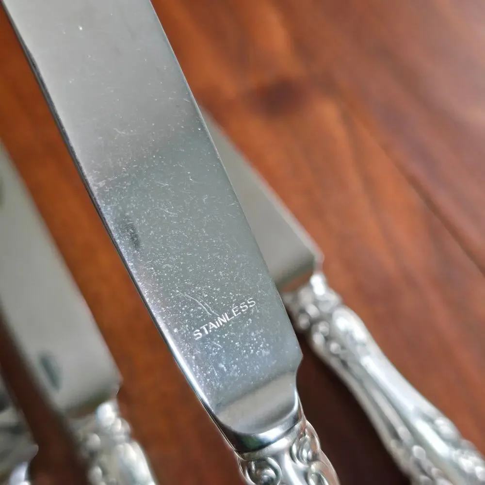Gorham Melrose Sterling Silver Dinner Knives 4 Hollow Handle Stainless No Mono